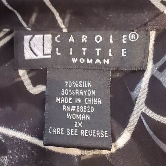 Carol Little Black and White Sheer Print Blouse 2X - Picture 6 of 7